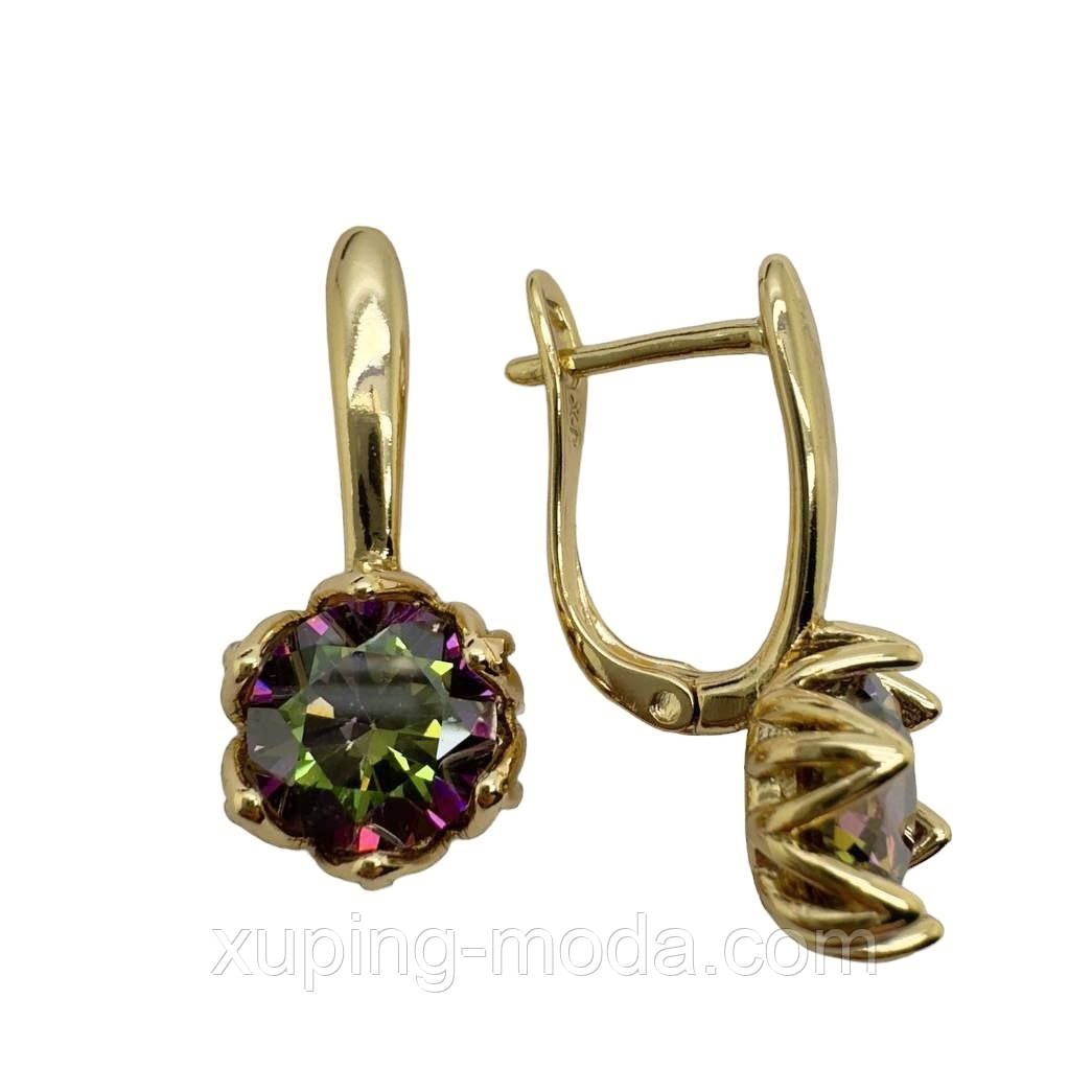 Сережки xuping. 22х9 мм. 18к . Бензиновий, фото 1