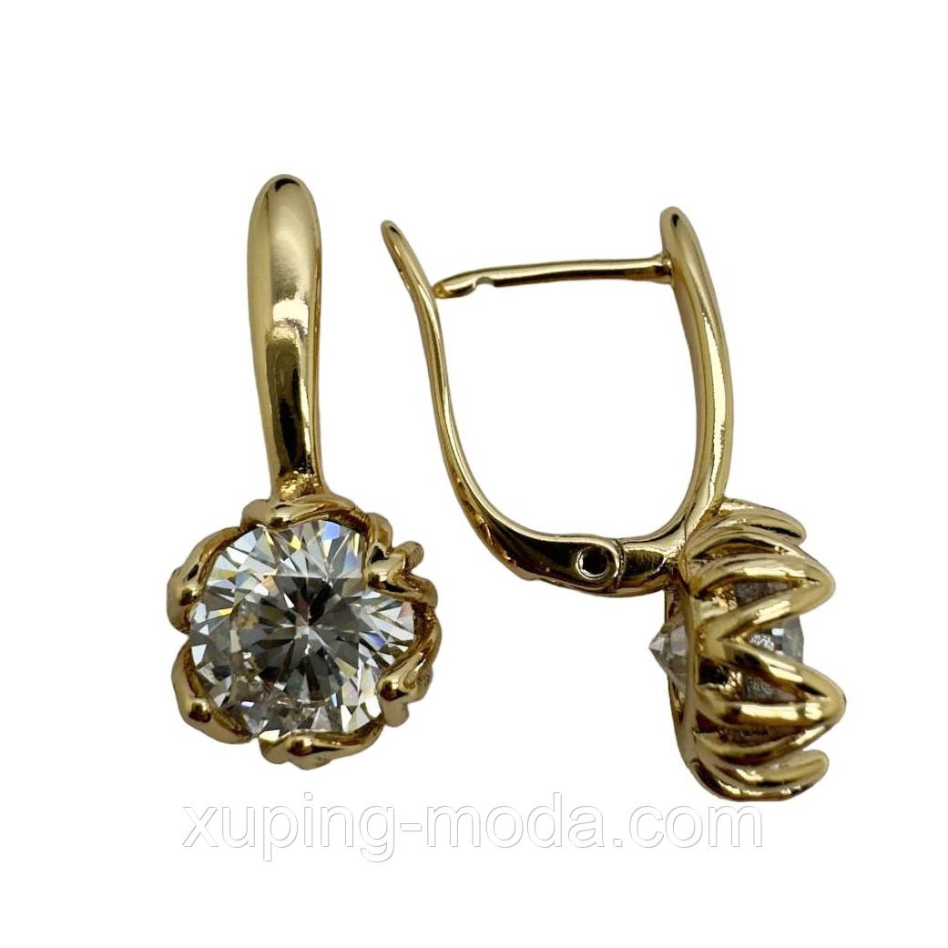 Сережки xuping. 22х9 мм.18к . Білий, фото 1