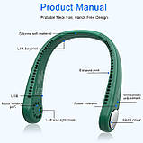 Портативний шийний вентилятор ITHKY, безлопатевий шийний вентилятор без рук, охолодний підвісний вентилятор на 360°, фото 2