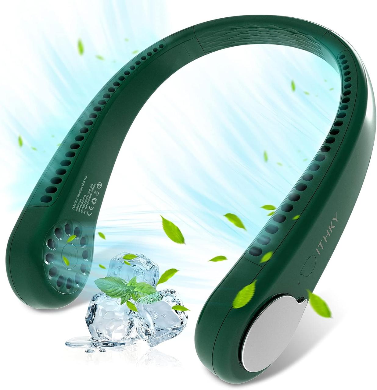 Портативний шийний вентилятор ITHKY, безлопатевий шийний вентилятор без рук, охолодний підвісний вентилятор на 360°, фото 1