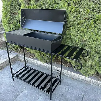 Мангал-барбекю MTLZ з дровницею на 12 шампурів 4мм