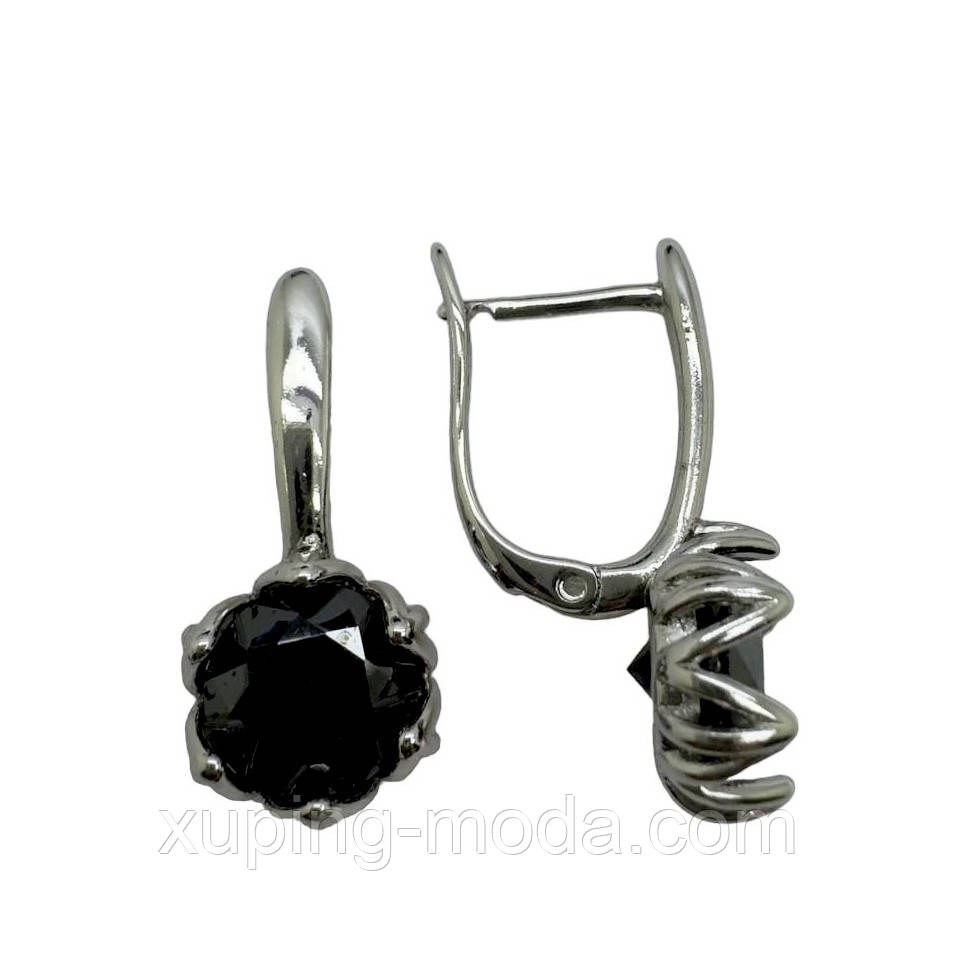 Сережки xuping. 22х9 мм. Родій . Чорний, фото 1