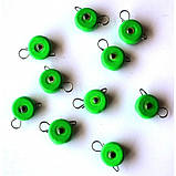 Грузило вухате розбірне Таблетка Ексцентрик, 10шт/уп, Silvereyes Green Apple, 7г (Грузила ексцентрики), фото 2