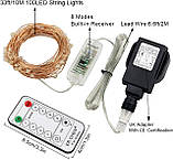 Гірлянди з вилкою Erchen, 33 фути, 10 м, 100 світлодіодів, мідний дріт з регульованою яскравістю, світлодіодні зіркові гірлянди, фото 7