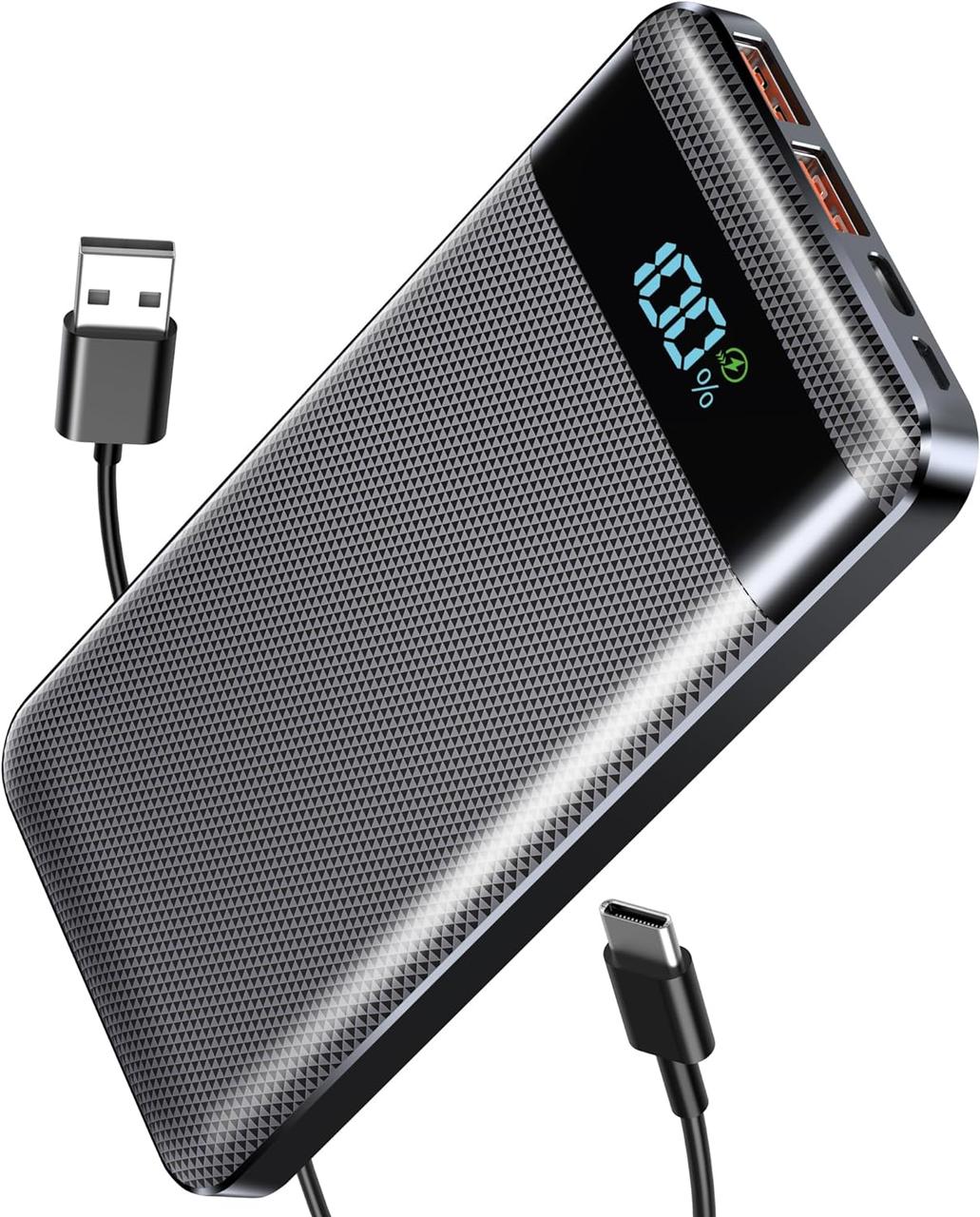 Power Bank, портативний зарядний пристрій 15000mAh Швидка зарядка PD20W USB C зі світлодіодним дисплеєм 3 виходи та 2 входи