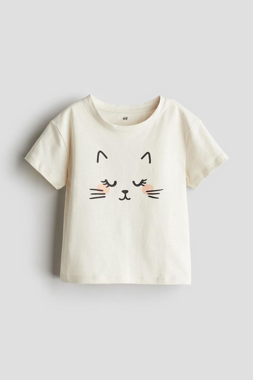 Футболка для дівчинки бежева Кішка H&M  92,  110/116, 122/128см