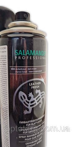 Аерозоль фарба Темно-коричнева для гладкої шкіри "Leather Fresh" Salamander Professional 250мл, фото 3