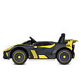Дитячий двомісний електромобіль Bugatti Bolide (жовтий колір) 2×12V, 4×45W, EVA колеса, пульт, музика, Bluetooth, фото 3
