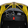 Дитячий двомісний електромобіль Bugatti Bolide (жовтий колір) 2×12V, 4×45W, EVA колеса, пульт, музика, Bluetooth, фото 7