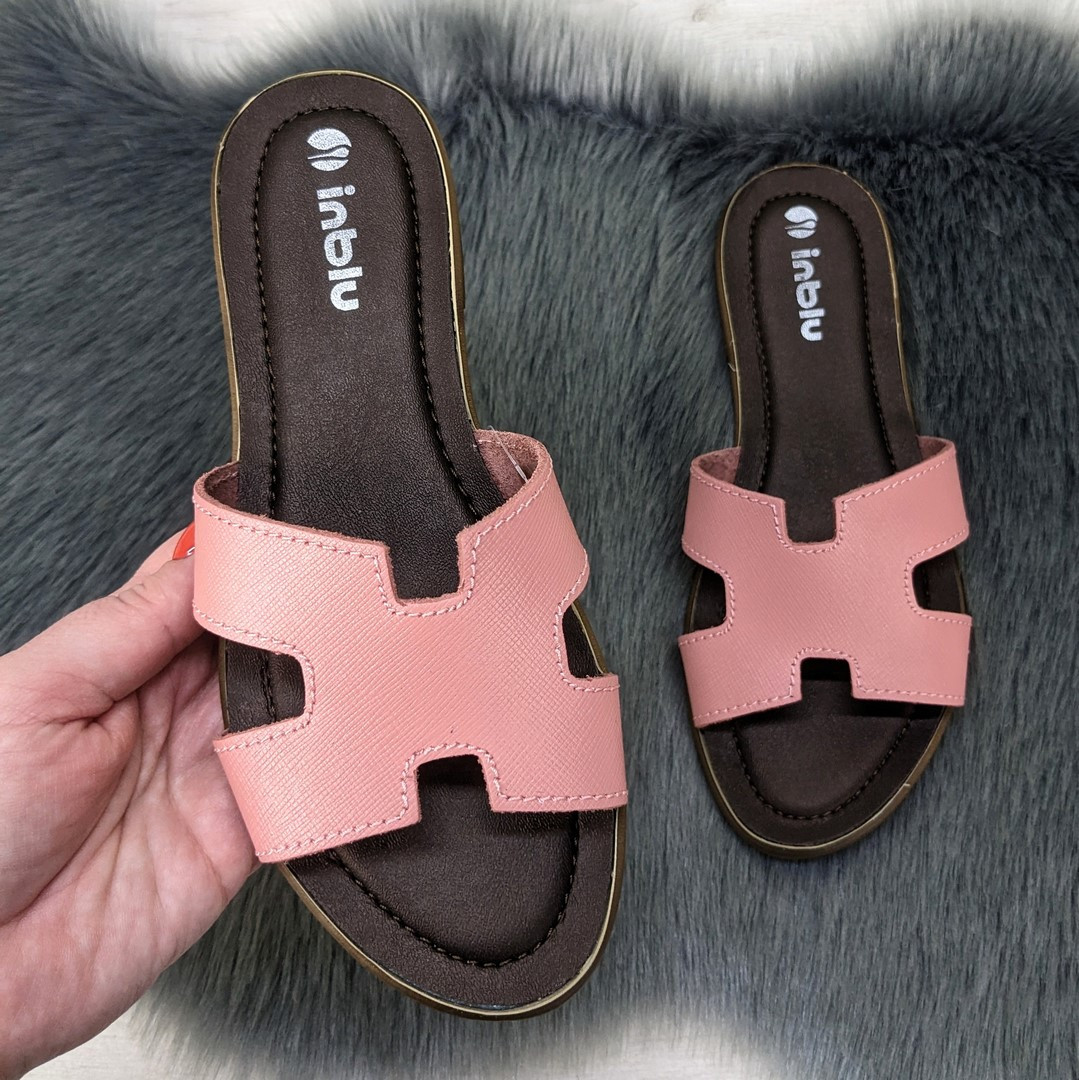 Шльопанці жіночі Inblu шкіряні рожеві на тонкій підошві 4498, фото 1