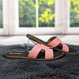 Шльопанці жіночі Inblu шкіряні рожеві на тонкій підошві 4498, фото 3