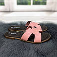 Шльопанці жіночі Inblu шкіряні рожеві на тонкій підошві 4498, фото 5