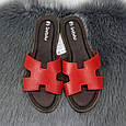 Шльопанці жіночі Inblu шкіряні червоні на тонкій підошві 4498, фото 2