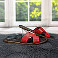 Шльопанці жіночі Inblu шкіряні червоні на тонкій підошві 4498, фото 4