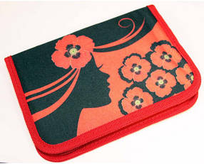 Пенал без наповнення Kite Девушка с маками" 1 отд. и 2 отвор. (JO-16043)
