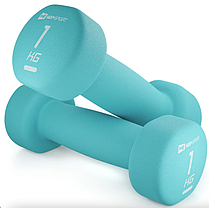 Гантелі для фітнесу неопренові круглі Hop-Sport HS-V010DR 2x1кг бірюзовий, фото 2