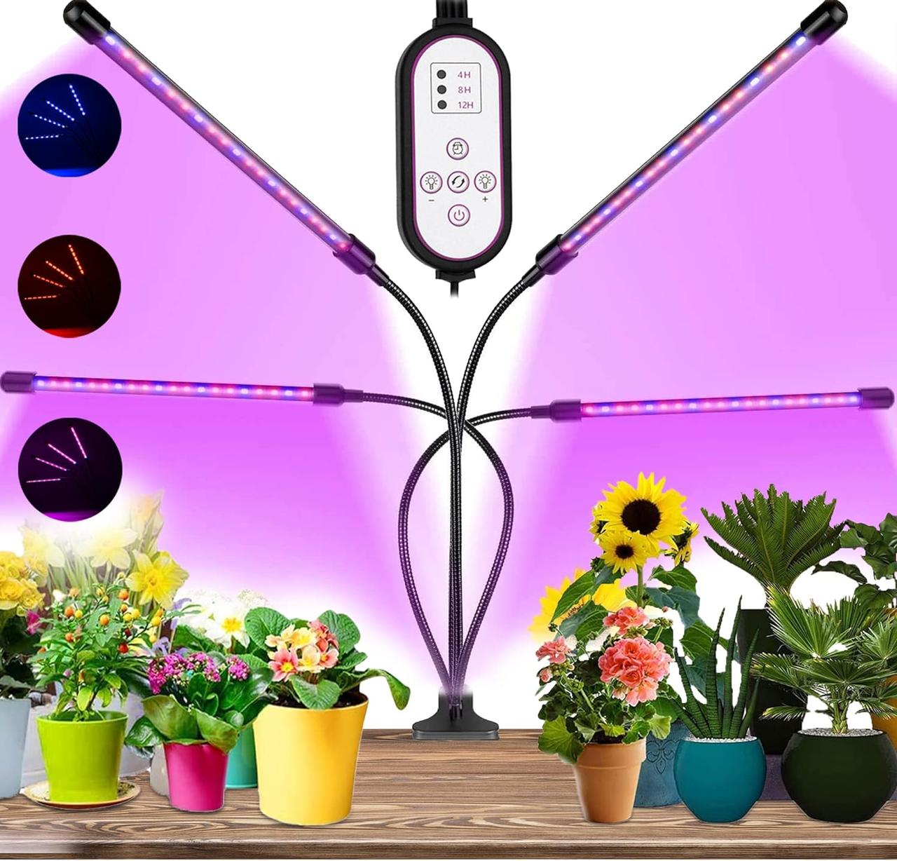 Green Haven 80 світлодіодні світильники для кімнатних рослин - 4-х важільний світлодіодний світильник з 10 рівнями затемнення, фото 1