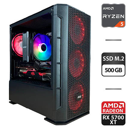 Збірка під замовлення: комп'ютер 2E Gaming PC Case CalleoGB700 MT/ Ryzen 5 3600/ 16GB RAM/ 500GB SSD/ Radeon RX 5700 XT 8GB/ 650W, фото 1