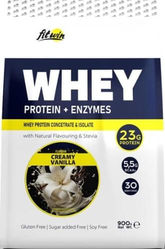 FitWin WHEY Protein + Enzymes 77% 900 грам, Подвійний шоколад, фото 1