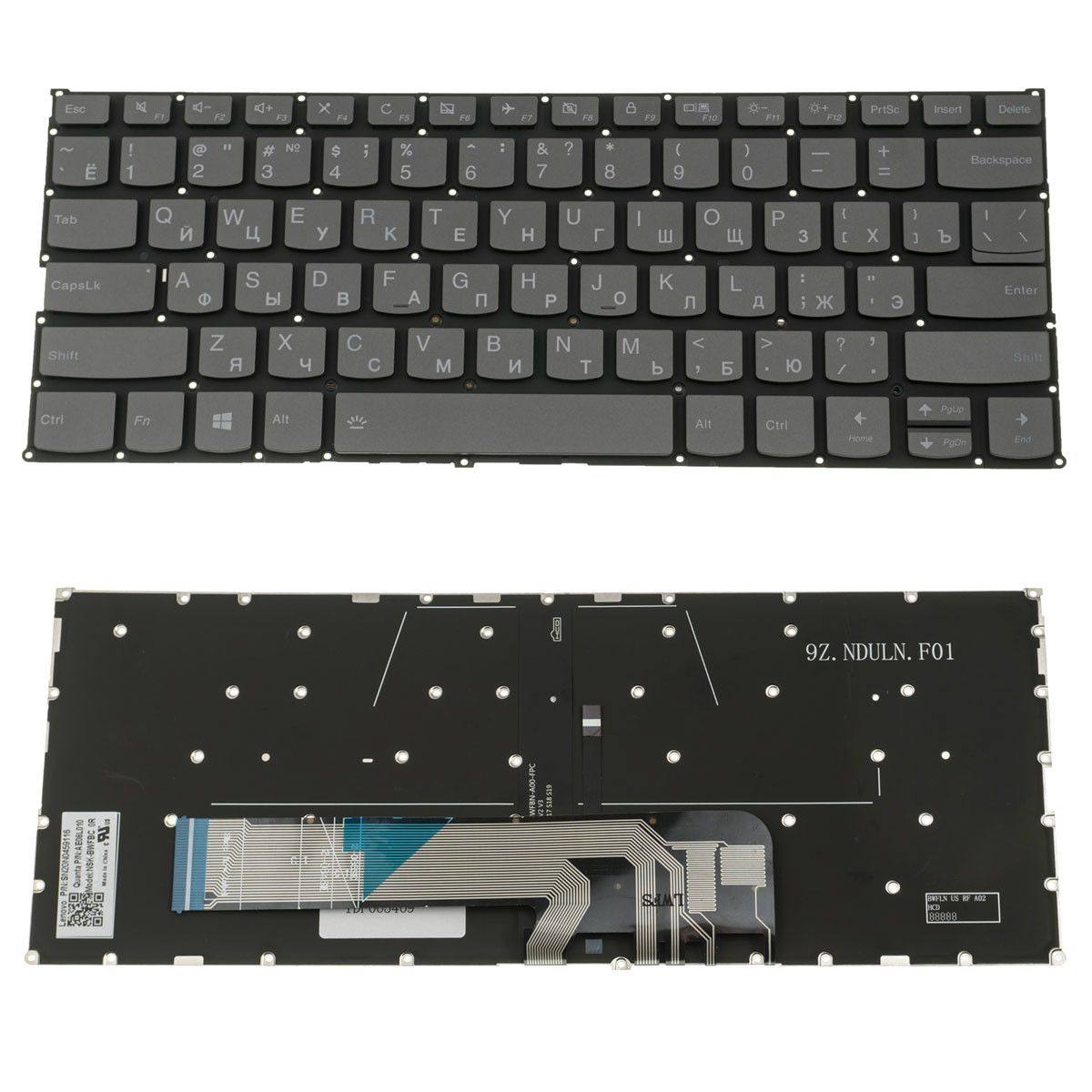 Клавіатура для ноутбука LENOVO (Yoga 530-14ARR, 530-14IK ) rus, black, без фрейма, підсвічування клавіш