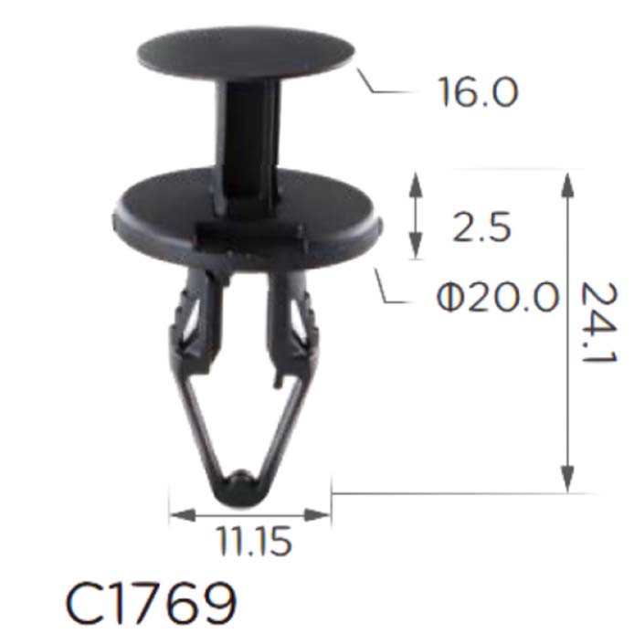 Кліпса криплення Натискна Розпочинна GM OPEL CHEVROLET CADILLAC BUICK (1816589 1189293 11843) C1769, фото 1