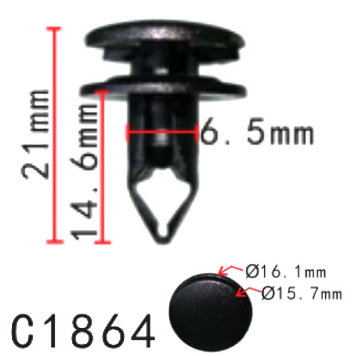 Кліпса криплення Натискна Розпорошена HONDA ACURA (90667-TC0-U01ZA 90667TC0U01ZA 11830) C1864, фото 1
