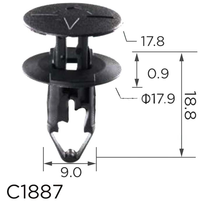 Кліпса криплення Натискна Розпочинна RENAULT NISSAN VAZ-LADA DACIA FORD (054000001R 11765) C1887, фото 1