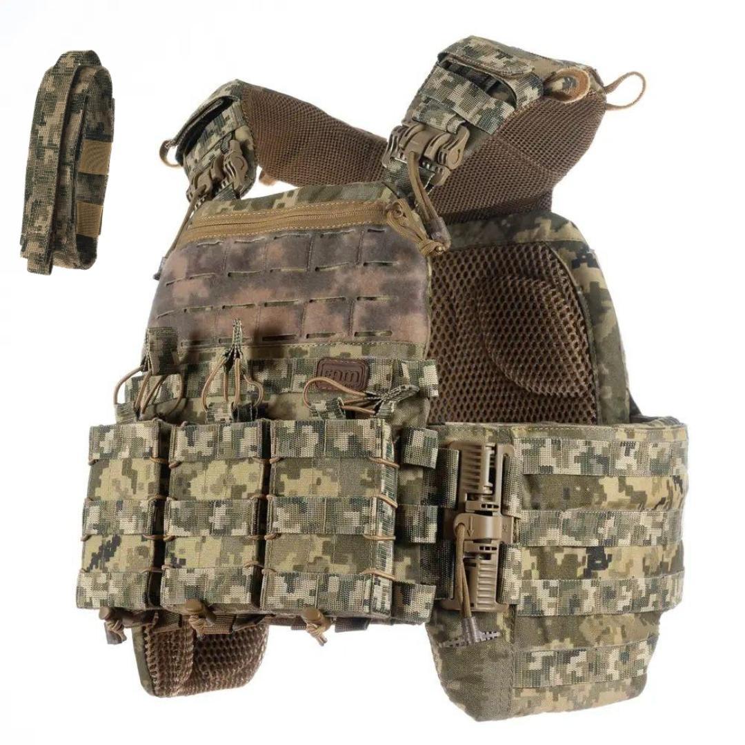 Плитоноска М7 PRO бокові кармани L/XL + 4 підсумка Піксель, фото 1