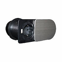 Компактна меблева розетка 1 x 16 А, 1 x USB 2,1 А, дріт 3 x 1.5 mm2
