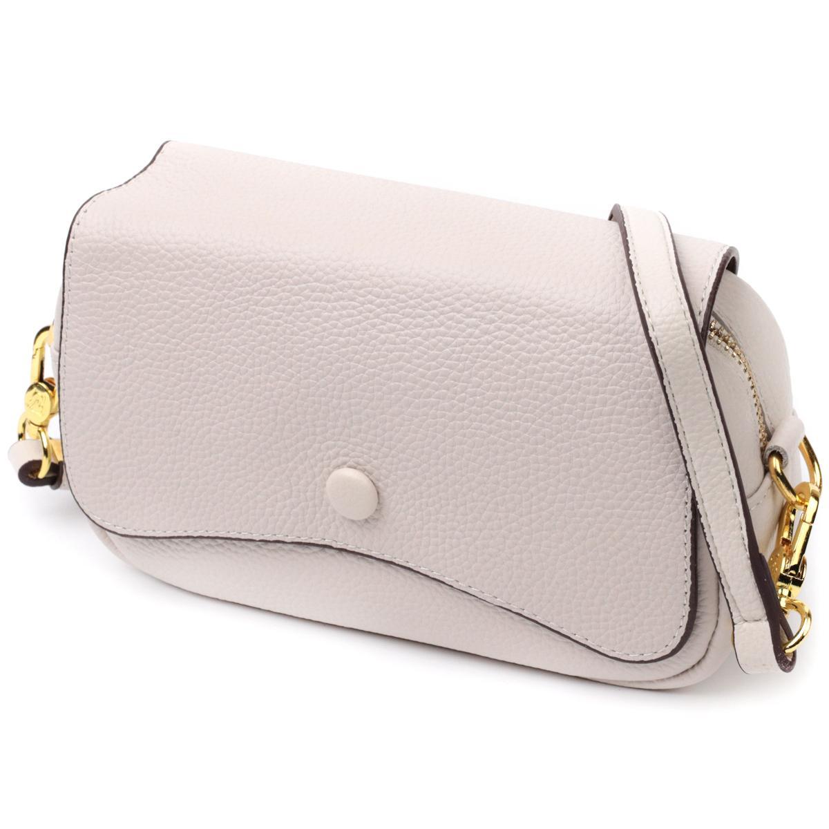 Красива сумка жіноча з клапаном з натуральної шкіри Vintage 22431 Біла