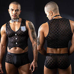 Чоловічий еротичний костюм офіціанта JSY «Привабливий Михаель» One Size, топ, труси, метелик