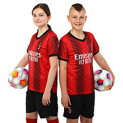 Форма футбольна дитяча із символікою футбольного клубу AC MILAN домашня 2024 SP-Planeta CO-6263 6-14 років