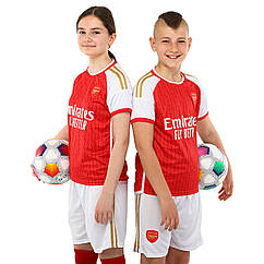 Форма футбольна дитяча із символікою футбольного клубу ARSENAL домашня 2024 SP-Planeta CO-6276 6-14 років