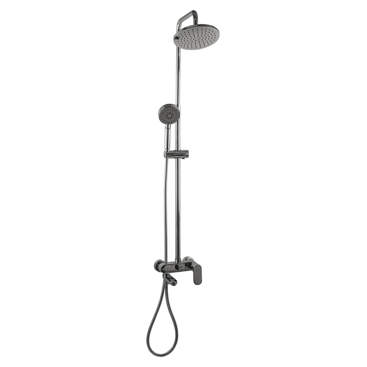 Душова система Globus Lux Prizma DS0010 (лійка тропік, жорстка стійка, м`яка стійка с лійкою, змішувач), з гусаком