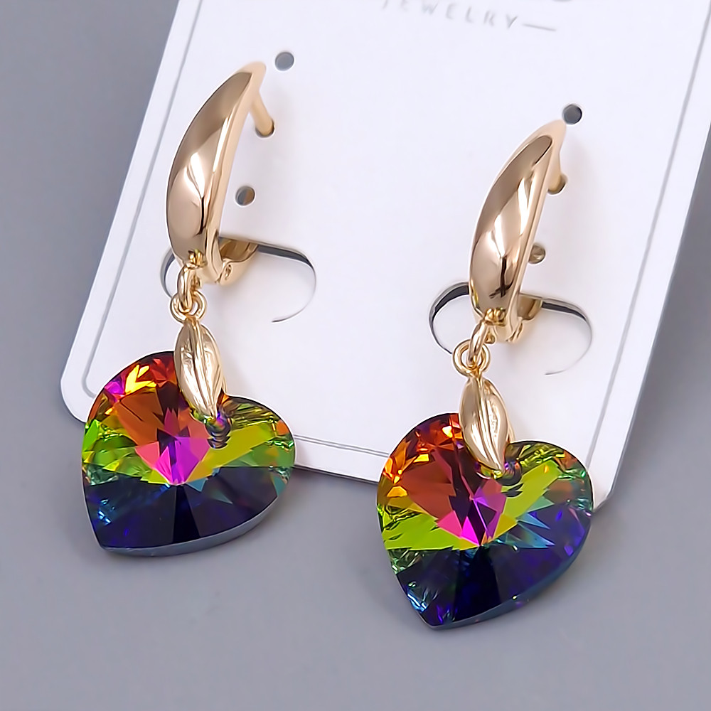 Сережки XР. Позолота 18К. Камені: Swarovski. Довжина: 39 мм. Ширина: 14 мм.