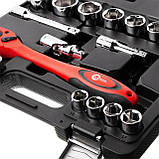 Набір інструментів, проф., 1/2", Cr-V, 21 од., головки: 10-32 мм, кейс INTERTOOL ET-6021, фото 3