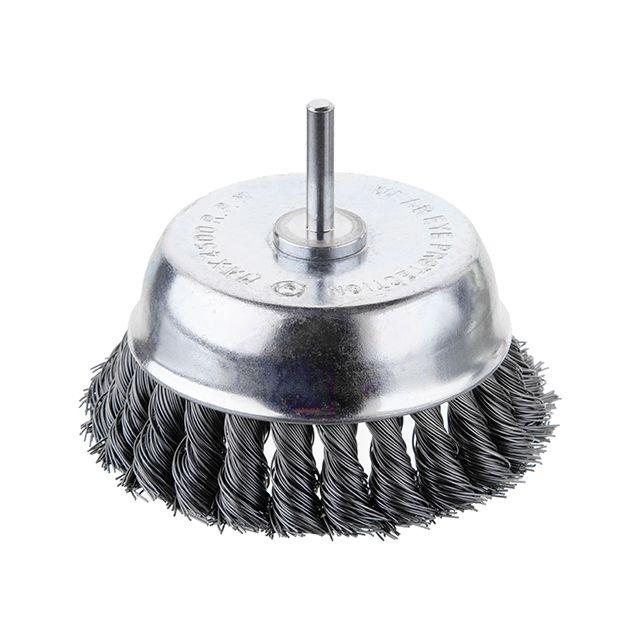 Щітка чашкова 100 мм для дриля, 1/4" (пучки крученого дроту) INTERTOOL BT-3100, фото 1