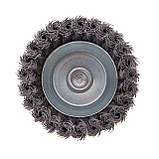 Щітка чашкова 100 мм для дриля, 1/4" (пучки крученого дроту) INTERTOOL BT-3100, фото 3