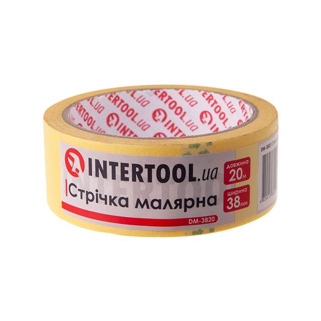 Стрічка малярська 38 мм, 20 м, жовта INTERTOOL DM-3820, фото 1
