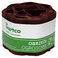 Бордюрна стрічка 15(см) х9м. Хвилястий садовий бордюр ТМ "Vartco" Польща. Коричневий.