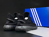 Чоловічі кросівки Yeezy Boost сіточка спортивні для бігу чорні, фото 5