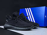Чоловічі кросівки Yeezy Boost сіточка спортивні для бігу чорні, фото 3