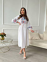 Біле плаття з вишивкою жіноче 42-46 Сукня вишиванка