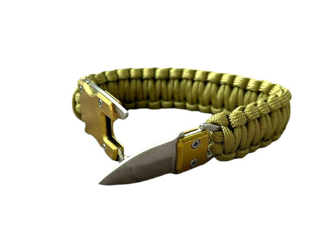 

Браслет выживания из паракорда, метал. замок, нож, плетение Кобра, цвет олива светлая