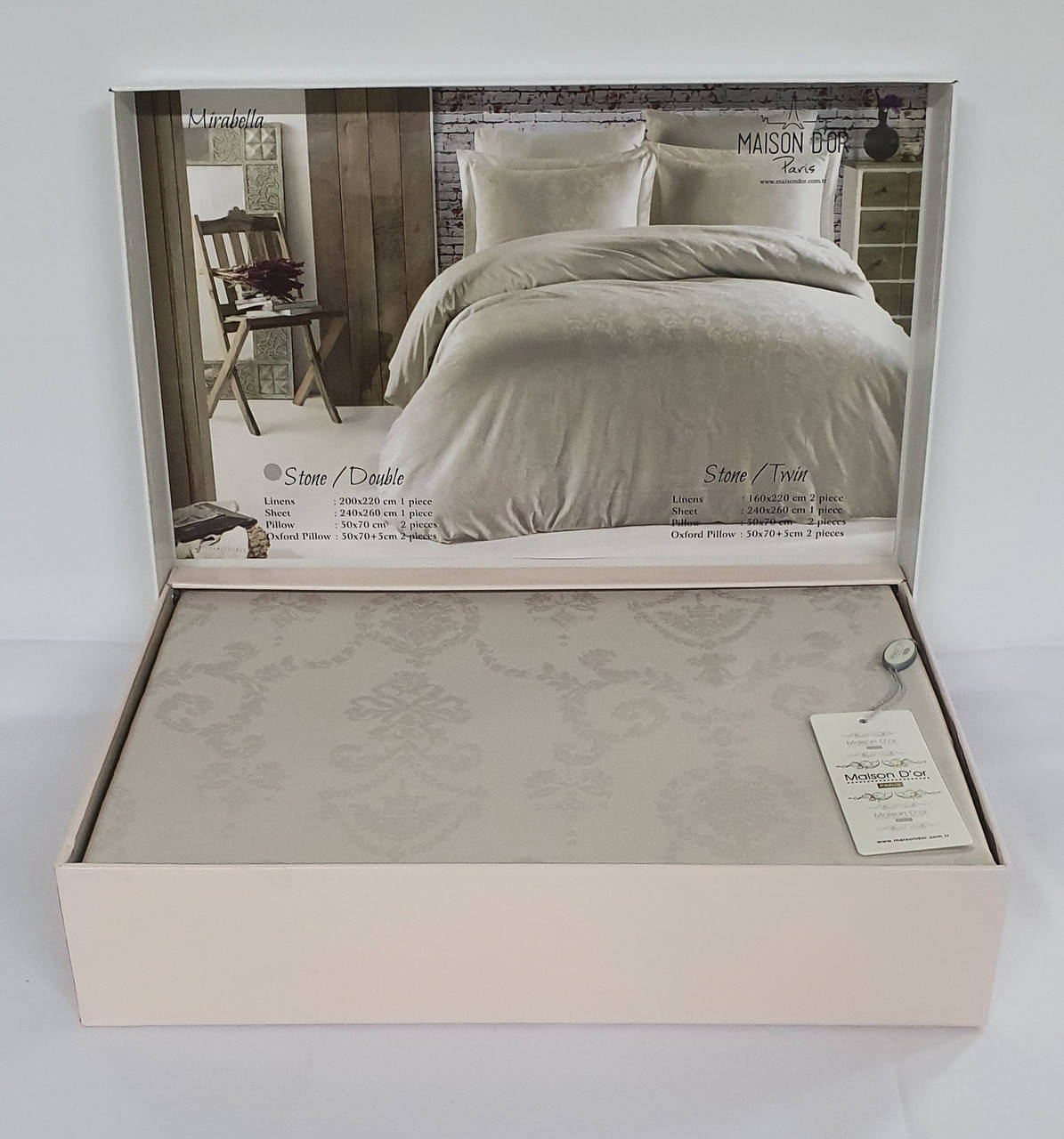

Постельное белье Maison D'or сатин жаккард 200х220 Mirabella Stone