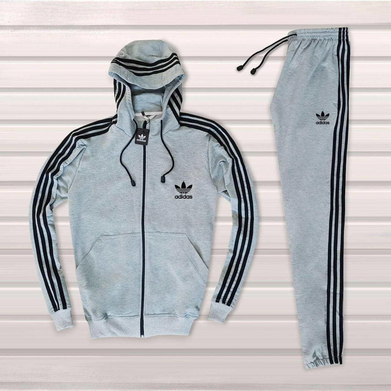 

Мужской спортивный костюм Adidas (серый, с капюшоном)