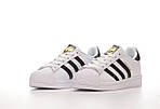 Чоловічі кросівки Adidas Superstar (білі з чорним) стильні повсякденні кроси 14667 Адідас топ, фото 3
