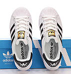 Чоловічі кросівки Adidas Superstar (білі з чорним) стильні повсякденні кроси 14667 Адідас топ, фото 7