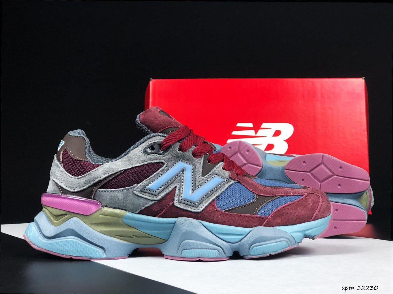 Чоловічі кросівки New Balance 9060 (бордові із синім) демісезонні спортивні стильні кроси 12230 Нью Беленс топ, фото 1