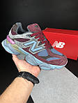 Чоловічі кросівки New Balance 9060 (бордові із синім) демісезонні спортивні стильні кроси 12230 Нью Беленс топ, фото 5
